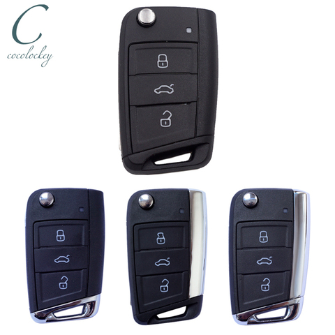 Cocolockey Flip Key Shell For vw gollf 7 MK7 for skoda octavia A7 for seat Remote Folding Car Key Uncut HU66 Replacement ► Photo 1/6