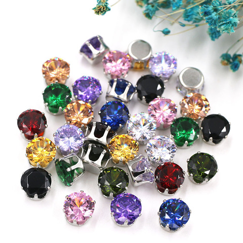 6mm/8mm/10mm/12mm round shape glass strass rhinestones Zircon artificial gemstone with silver claw DIY jewelry Accessories ► Photo 1/6