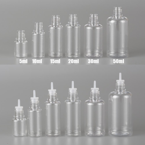 10PCS X 3ML-100ML PET Clear Dropper Bottles Empty Plastic Juice Eye Liquid Refillable Containers with Black Caps Dropper Tips ► Photo 1/6