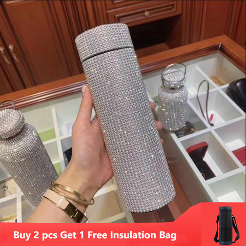 500ml Creative Diamond Thermos Bottle Water Bottle Stainless Steel Smart Temperature Display Vacuum Flask Mug Gift for Men Women ► Photo 1/6