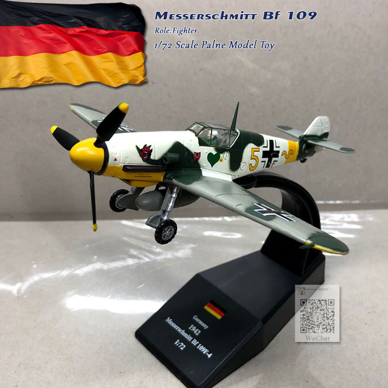1:72 Diecast Alloy Germany WWII Bf-109 Me-109 Fighter Aircraft Plane Model 