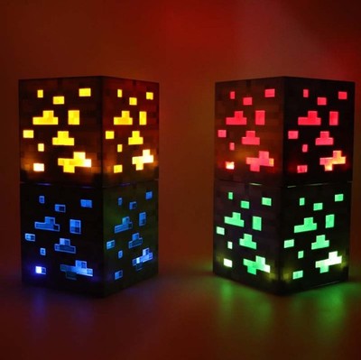 Buy Online Minecraft Hot Game Light Up Redstone Ore Square Toy Night Light Led Action Toy Figure Sleep Light Diamond Ore Kids Gifts Toys Alitools