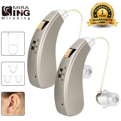 Mirasing Rechargeable Mini Hearing Aid Sound Amplifiers Wireless Ear Aids for Elderly Moderate to Severe Loss Drop Shipping ► Photo 1/6