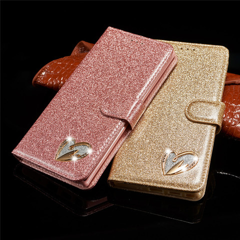 Love Case For Samsung Galaxy S20 Ultra S10 S10E S8 S9 S7 Edge Glitter Bling Leather Flip Case For Samsung Note 10 Plus S 9 8 ► Photo 1/6