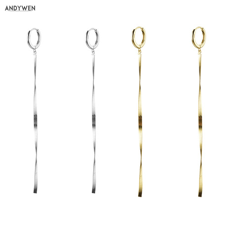 ANDYWEN 925 Sterling Silver Gold Long Chain Earring Plait Line Luxury Women Crystal Luxury Gold Statement Fashion Party Jewelry ► Photo 1/5