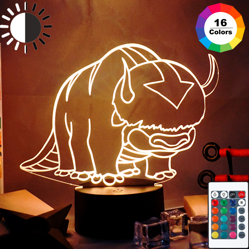 Touch Control,Acrylic 3D Lamp Nightlight for Kids Child Room Decor Legend of Aang Appa Figure Table Night Light