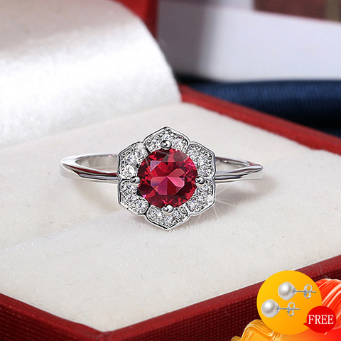 Retro Rings 925 Silver Jewelry Charm Ruby Zircon Gemstones Finger Ring for Women Wedding Engagement Party Accessories Wholesale ► Photo 1/5
