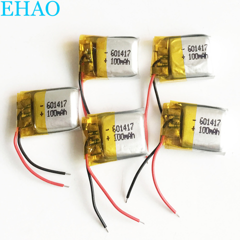 Lot 5 pcs 3.7V 100mAh LiPo Rechargeable Battery Lithium Polymer 601417 For Mp3 Mp4 PAD DVD E-book bluetooth headset headphone ► Photo 1/5