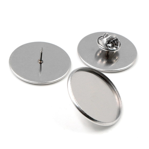 10pcs 25mm Inner Size Stainless Steel Material Brooch Style Cabochon Base Blank Cufflink Spacer Settings Tie Tack Pins-X5-27 ► Photo 1/2