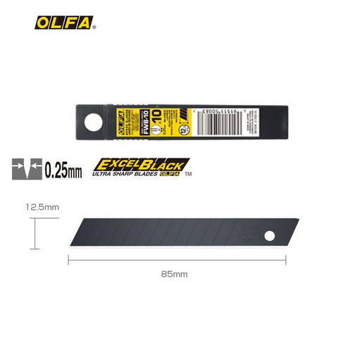 MADE IN JAPAN  OLFA FWB-10 10 blades 12.5m Excell Black Ultra Sharp Blade for OLFA FWP-1 ► Photo 1/6