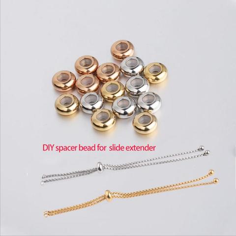 30pcs/Lot Stainless Steel DIY 8mm Spacer Beads With Rubber Core Inside Positioning Stopper Accessories 3 Colors ► Photo 1/6