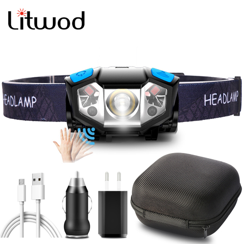 XP-G Q5 Sensor Led Headlamp Built in Battery 3000lumen USB Reachargeable Camping Bulbs Litwod Head Lamp Flashlight Torch ► Photo 1/6