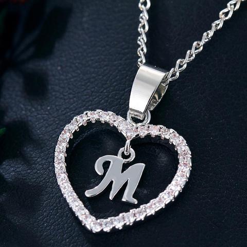 26 Letters Initial Necklace Alphabet A To Z Initial Cubic Zirconia Heart Pendant Women Necklace Jewelry Personalized Choker Jewe ► Photo 1/6