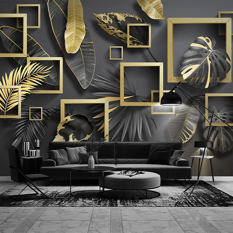 Custom 3D Photo Wallpaper Murals Modern Creative Golden Leaf 3D Stereoscopic Geometric Living Room Sofa TV Background Wall Mural ► Photo 1/6