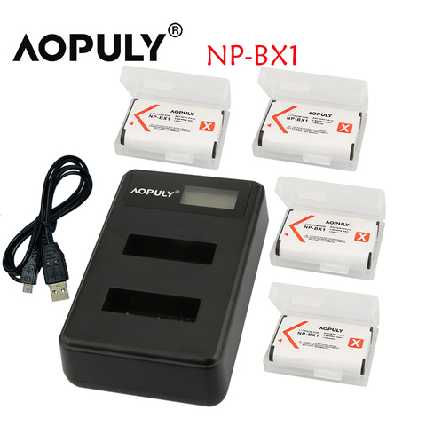 4pcs NP-BX1 NP BX1 Battery + Charger for Sony Cyber-shot RX1 RX100 RX100 IV WX300 H400 HX300,HDR-AS10 AS200VR CX240 PJ275 PJ440 ► Photo 1/6