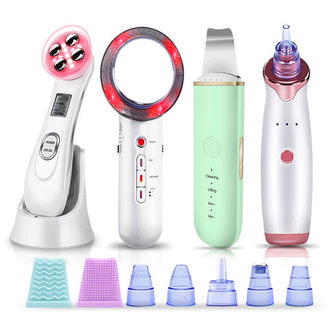 Skin Scrubber Face Massager EMS Mesotherapy RF Radio Frequency Facial Beauty Blackhead Remover Ultrasoic Infrared ► Photo 1/6