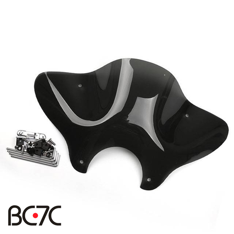 Black Motorcycle Cruiser Windshield Windscreen With Mounting For Cruiser Kawasaki VULCAN 900 Classic ► Photo 1/6