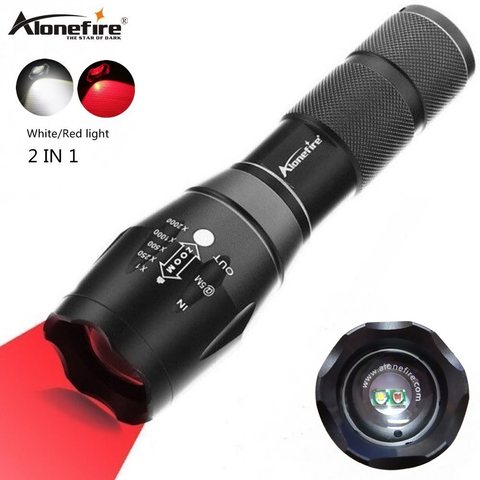 Alonefire G700-WR 2in1 White+red light super bright led flashlight Zoomable Tactical Torch Button for Hinking Camping ► Photo 1/6