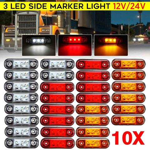 10pcs 12V 24V LED Side Marker Lights Car External Lights Warning Tail Light Signal Brake Lamps for Truck Trailer Lorry Bus ► Photo 1/6