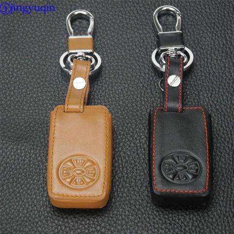 Leather Car Key Case For Toyota RAV4 2009 10 2011 RAV 4 Yaris Reiz 4 Buttons Smart Remote Fob Shell Cover Keychain Protector Bag ► Photo 1/5