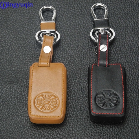 Leather Car Key Case For Toyota RAV4 2009 10 2011 RAV 4 Yaris Reiz 4 Buttons Smart Remote Fob Shell Cover Keychain Protector Bag ► Photo 1/5