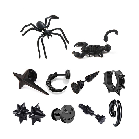 1 Pair Men/Women Creative Punk Trend Earrings Blade Screw Spider Scorpion Stud Earrings Hip-hop Rock Party Personality Jewelry ► Photo 1/6