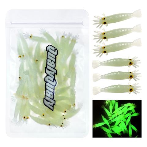 Glow Shrimps Soft Lure Baits 27 Pcs, 1.7in Grub Worms Small Freshwater Lighting Glow in Dark Shrimps Soft Lures ► Photo 1/6