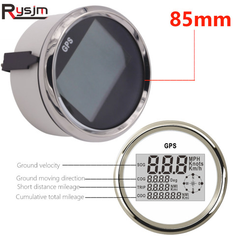 85mm Auto Marine Digital GPS Speedometer Odometer 0-999 knots km/h mph 12V/24V With Backlight 