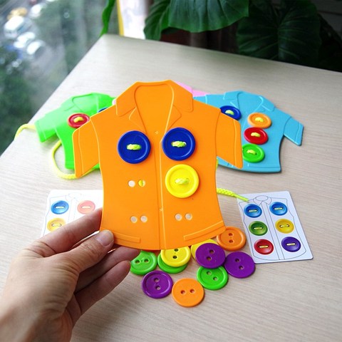 Fly AC Kids Fine Motor Skills Toy-Plastic Sewing on Buttons, parent-child game life teaching aid clothes button ► Photo 1/6