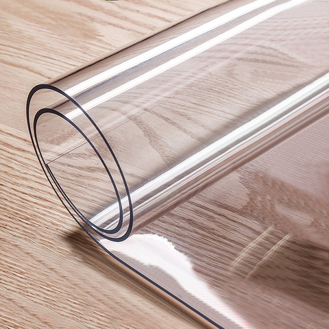 Transparency PVC table cloth Soft Glass Tablecloth Waterproof Oilproof for rectangular table Kitchen Dining table cover 1.0mm ► Photo 1/6