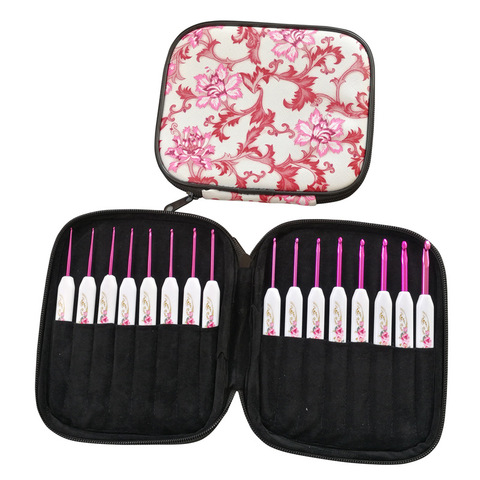 16pcs Pink Aluminum  Crochet Hooks Knitting Needles Kit Plastic Handle Knitting Needles Weave  DIY Craft Set Sweater  Accessorie ► Photo 1/6