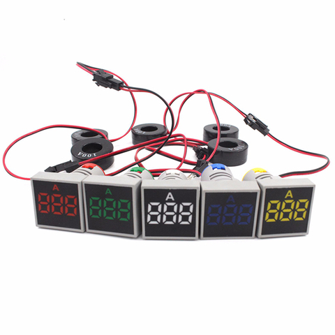 22mm LED AC 1-100A Digital Display Ampere Square Panel  Voltage Meter Gauge Indicator Signal Lamp Boat Warning Lights Voltmeter ► Photo 1/6