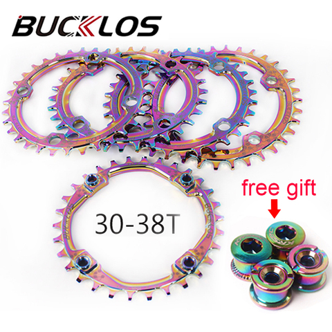 104 BCD Rainbow Bicycle Chainring Narrow Wide 30/32/34/36/38T Chainwheel Colorful MTB Bike Crankset Plate Bicycle Crank ► Photo 1/6