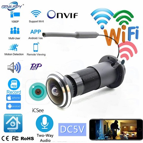 ICSEE Security 1080P Mini Wifi Door Eye Hole IP Camera 1.78MM FishEye Peephole CCTV Network 2 Way Audio Cam P2P Onvif TF Card ► Photo 1/6