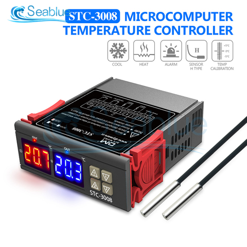 STC-3008 LED Dual Digital Temperature Controller Two Relay Output 12V 24V 220V Thermoregulator Thermostat With Heater Cooler ► Photo 1/6