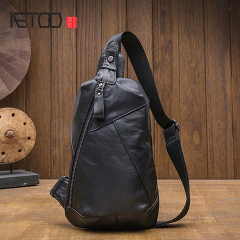 AETOO Handmade men's chest bag, fashion trend youth shoulder bag, sports messenger bag, light bag ► Photo 1/6