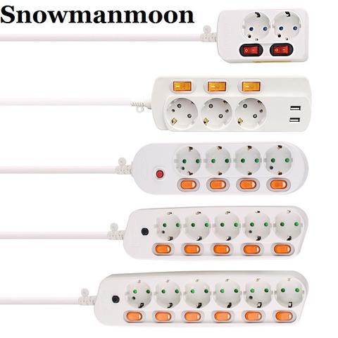 Electrical Power Strip 10/16A overload protection 1.5/2.5M EU plug Adapter Extension Desktop power socket 2/3/4/5/6 AC Output ► Photo 1/6