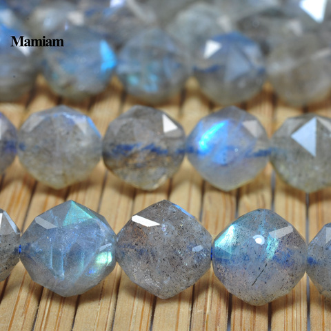 Mamiam Natural A+ Blue Flash Labradorite Diamond Faceted Beads 8mm Round Stone Diy Bracelet Necklace Jewelry Making Gift Design ► Photo 1/5