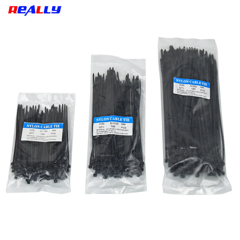 100PCS Black White Self-Locking Nylon Cable Plastic Wire Zip Tie Indoor Outdoor Multi-Purpose Industrial Grade 3x100 3x150 4x200 ► Photo 1/6