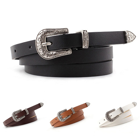 Colorful Women Dress Belts With Metal Buckle Narrow Faux Pu Leather Waist Female Belt Waistband Cute Strap ► Photo 1/6