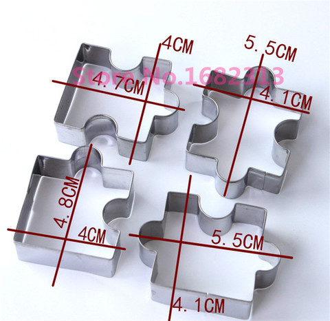 4 Pcs Puzzle Shape Stainless Steel Cookie Cutter Set DIY Biscuit Mold Kitchen Tools Dessert Bakeware ma ► Photo 1/2