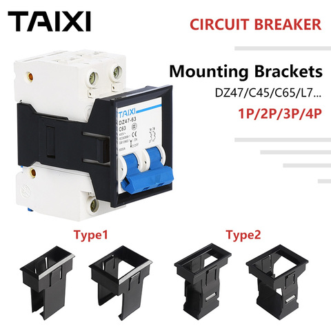 Circuit Breaker Brackets MCB Mounting Base DZ47 C45 C65 L7 Fixed Frame Holes 1P 2 3 4 Poles Black Plastic Rack Miniature ► Photo 1/6
