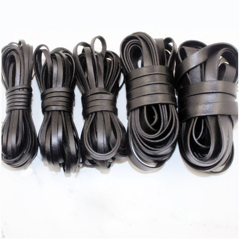 Vintage 100% Genuine Cowhide Leather Cord Strip Flat Rope String DIY Braided Craft Jewelry Bag 5 meters Leather craft ► Photo 1/5