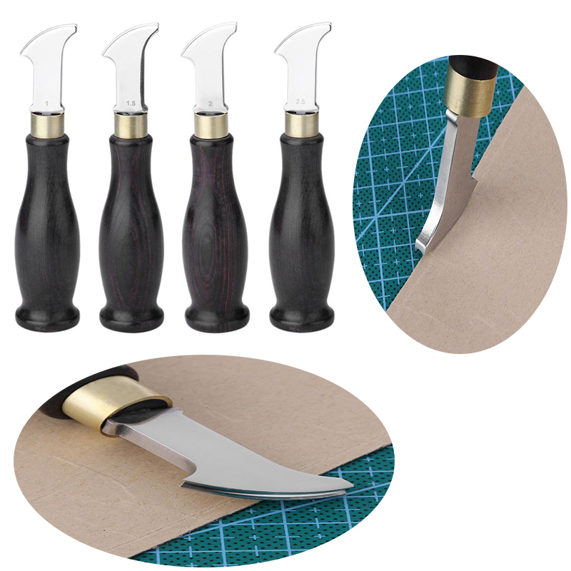 Quality Adjustable Creaser Press line Edge Ebony handle Leather Craft Tool DIY 