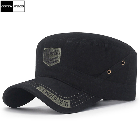 [NORTHWOOD] Flat Top U.S. ARMY Military Cap Bone Baseball Cap For Men Cotton Camouflage Tactical Snapback Hats ► Photo 1/6