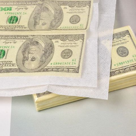10 Sheets/Pack Funny Dollar Pattern Tissue Paper Disposable Towel Pure Wood Portable Money Napkin Handkerchief Party Tableware ► Photo 1/1