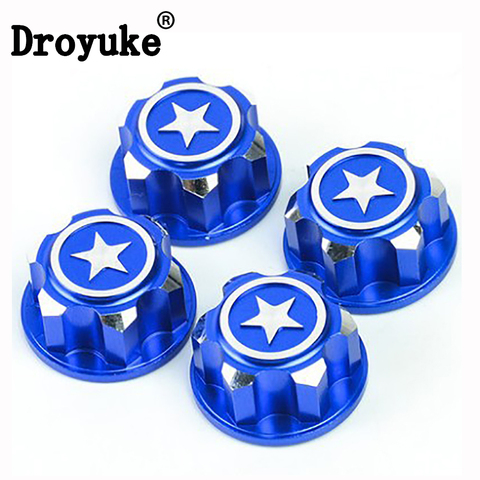 Droyuke 4PCS RC Car Aluminum 17mm Hex Wheel Nuts Dustproof Anti-Skid for 1/8 Scale Traxxa X-Maxx Summit E-Revo Arrma Buggy Truck ► Photo 1/6