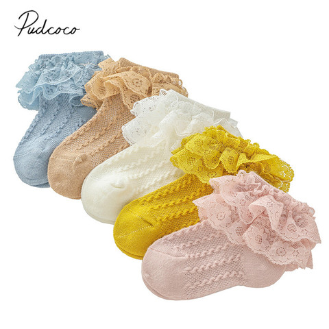 2022 Baby Stuff Kids Baby Girl Frilly Warm Lace Tutu Socks Infant Newborn Toddler Lace Ruffled Solid Ankle Socks ► Photo 1/6