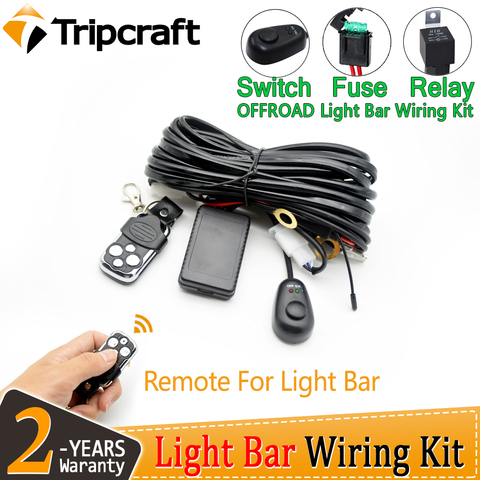 Tripcraft 12V 40A LED Work Light Bar Wiring with remote Harness Relay Kit For Auto Offroad 4x4 Driving Light Wire Fuse Switch ► Photo 1/6