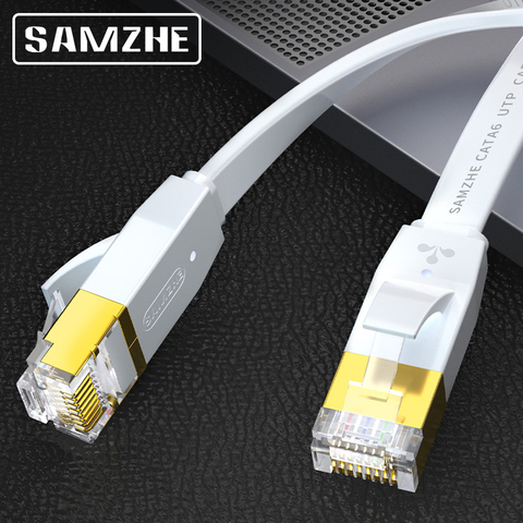 SAMZHE CAT6 Flat Ethernet Cable  1000Mbps 250MHz CAT 6 RJ45 Networking Ethernet Patch Cord LAN Cable for Computer Router Laptop ► Photo 1/6
